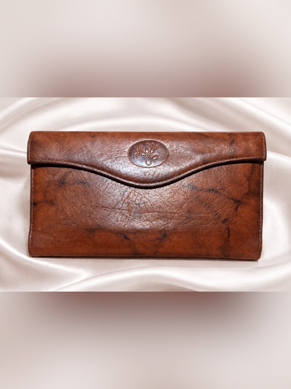 Vintage Buxton Brown Leather Organizer Wallet Checkbook Coin Purse